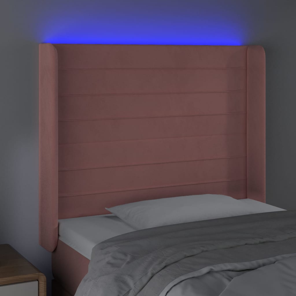LED uzglavlje ružičasto 93x16x118/128 cm baršunasto