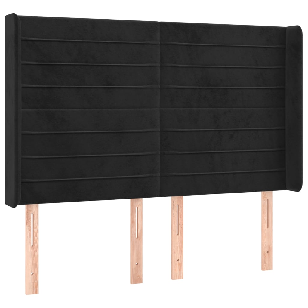 LED uzglavlje crno 147x16x118/128 cm baršunasto