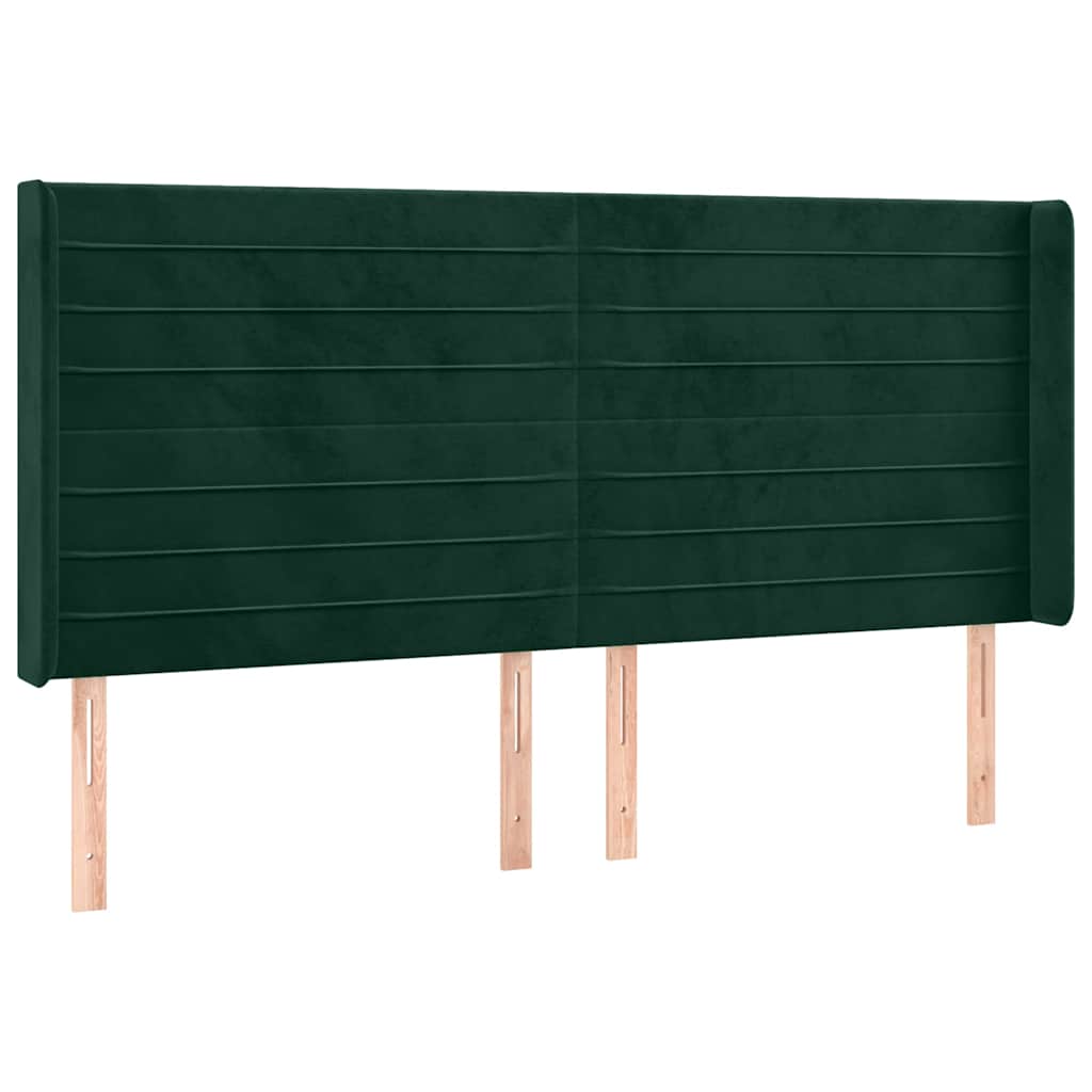 LED uzglavlje tamnozeleno 163x16x118/128 cm baršunasto