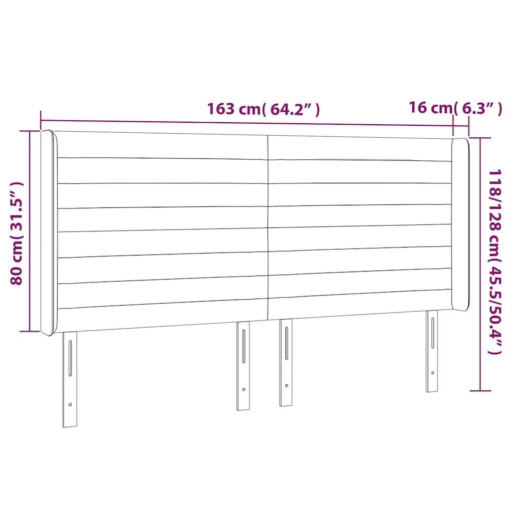 LED uzglavlje tamnozeleno 163x16x118/128 cm baršunasto