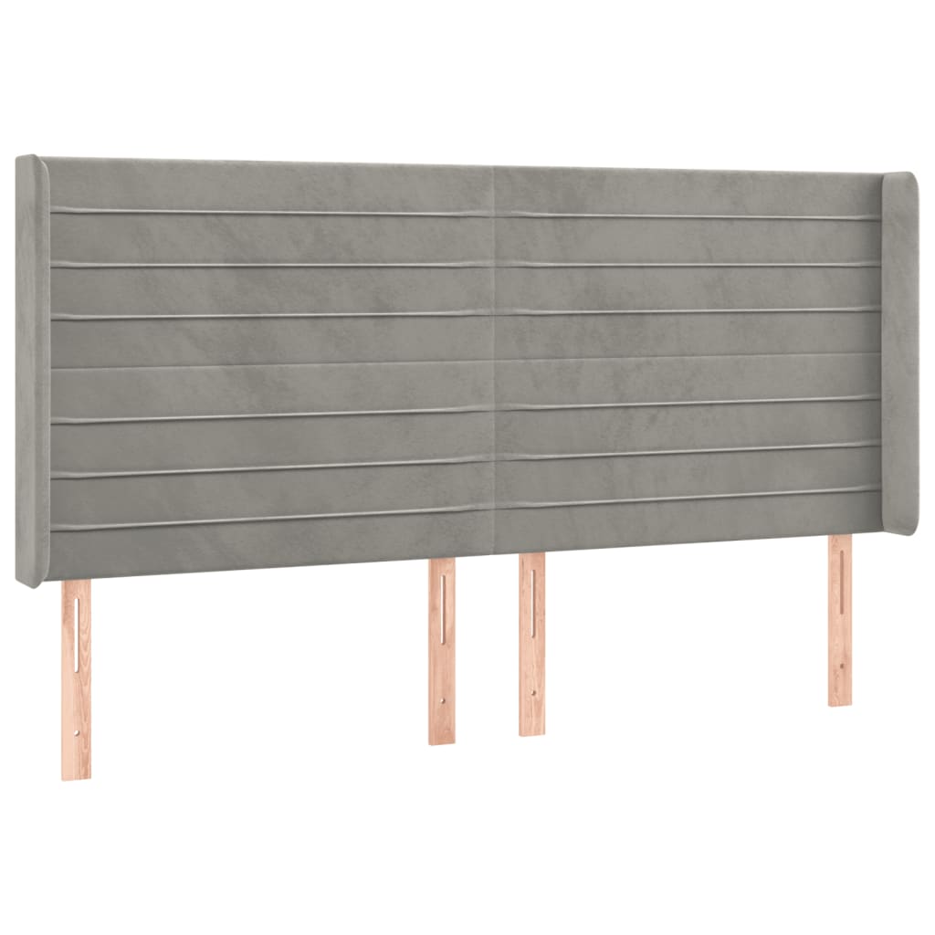 LED uzglavlje svjetlosivo 183 x 16 x 118/128 cm baršunasto
