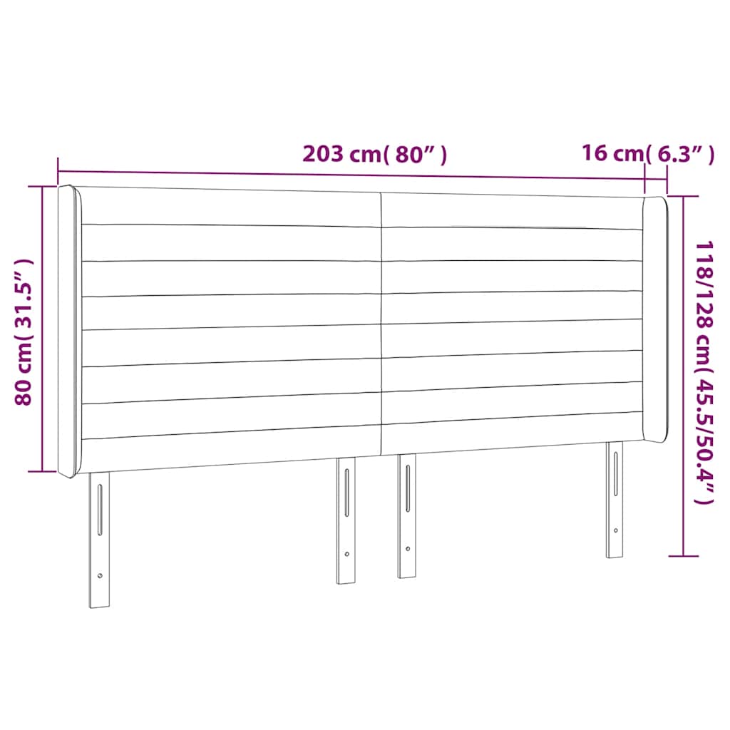 LED uzglavlje tamnozeleno 203 x 16 x 118/128 cm baršunasto