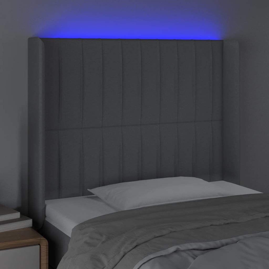 LED uzglavlje svjetlosivo 83 x 16 x 118/128 cm od tkanine