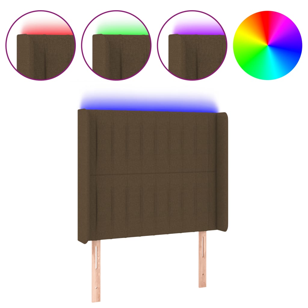 LED uzglavlje tamnosmeđe 93x16x118/128 cm od tkanine