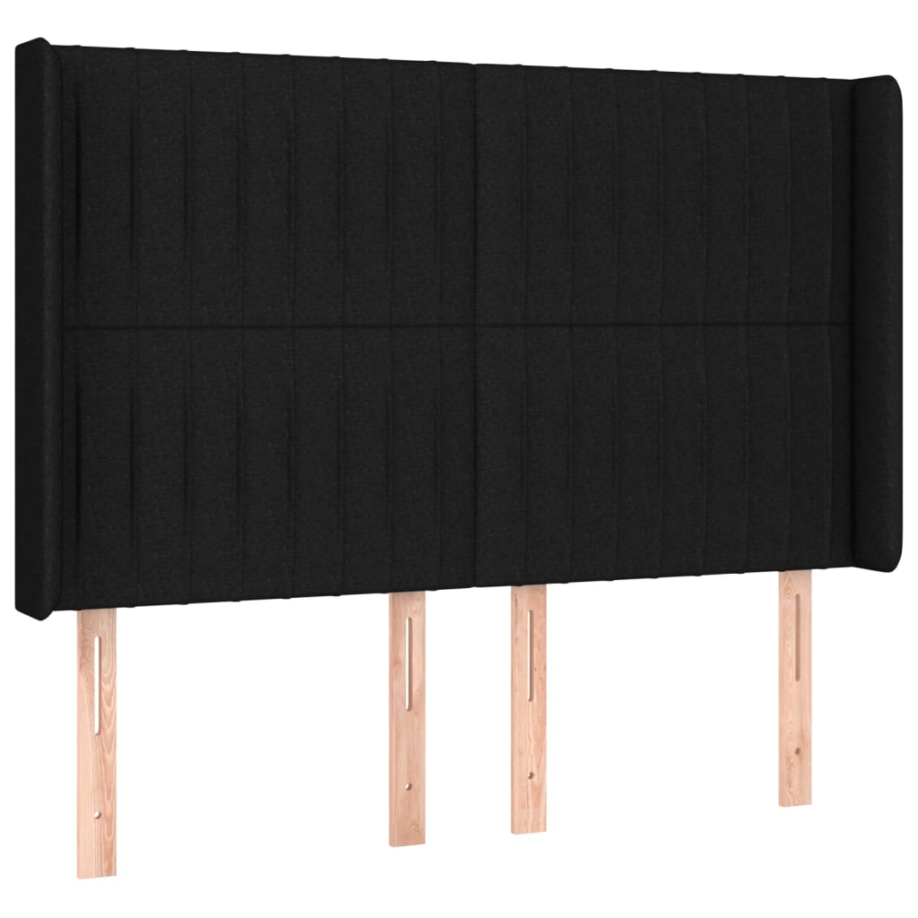 LED uzglavlje crno 147 x 16 x 118/128 cm od tkanine