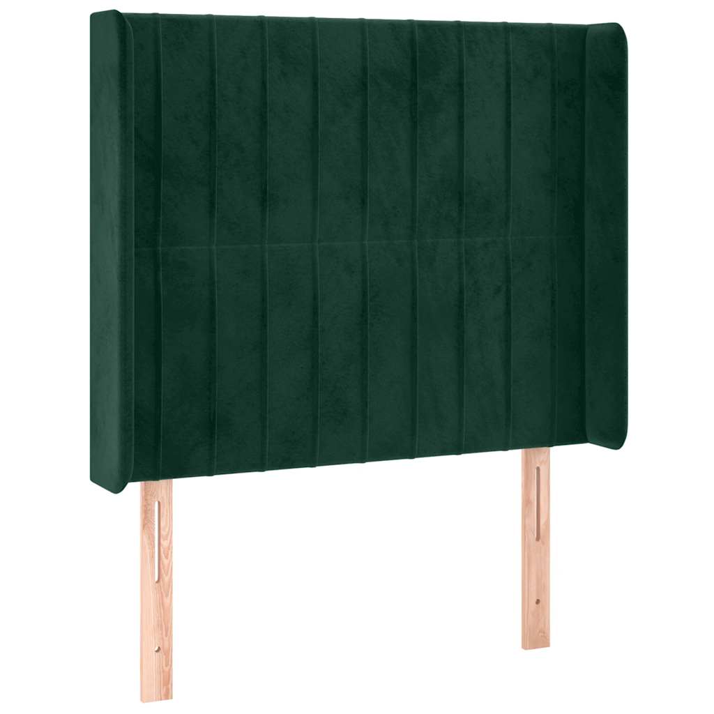 LED uzglavlje tamnozeleno 83x16x118/128 cm baršunasto