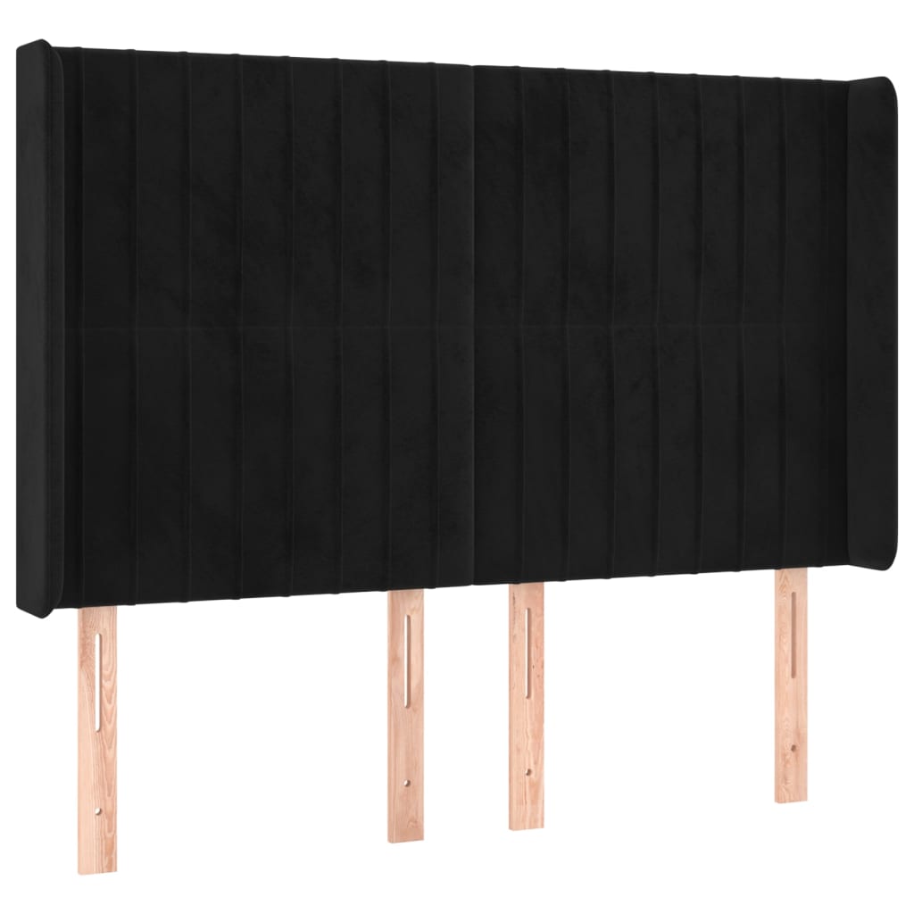 LED uzglavlje crno 147x16x118/128 cm baršunasto