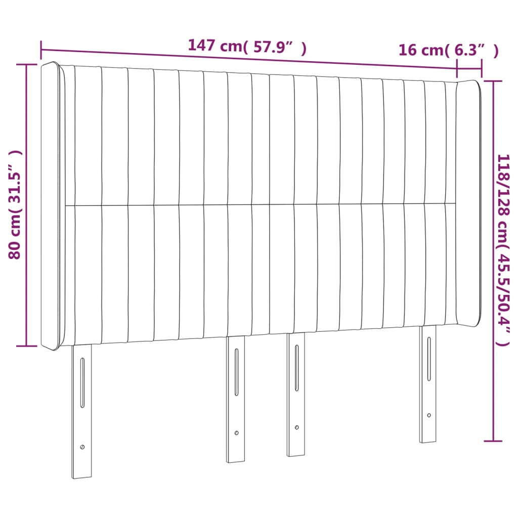 LED uzglavlje ružičasto 147x16x118/128 cm baršunasto