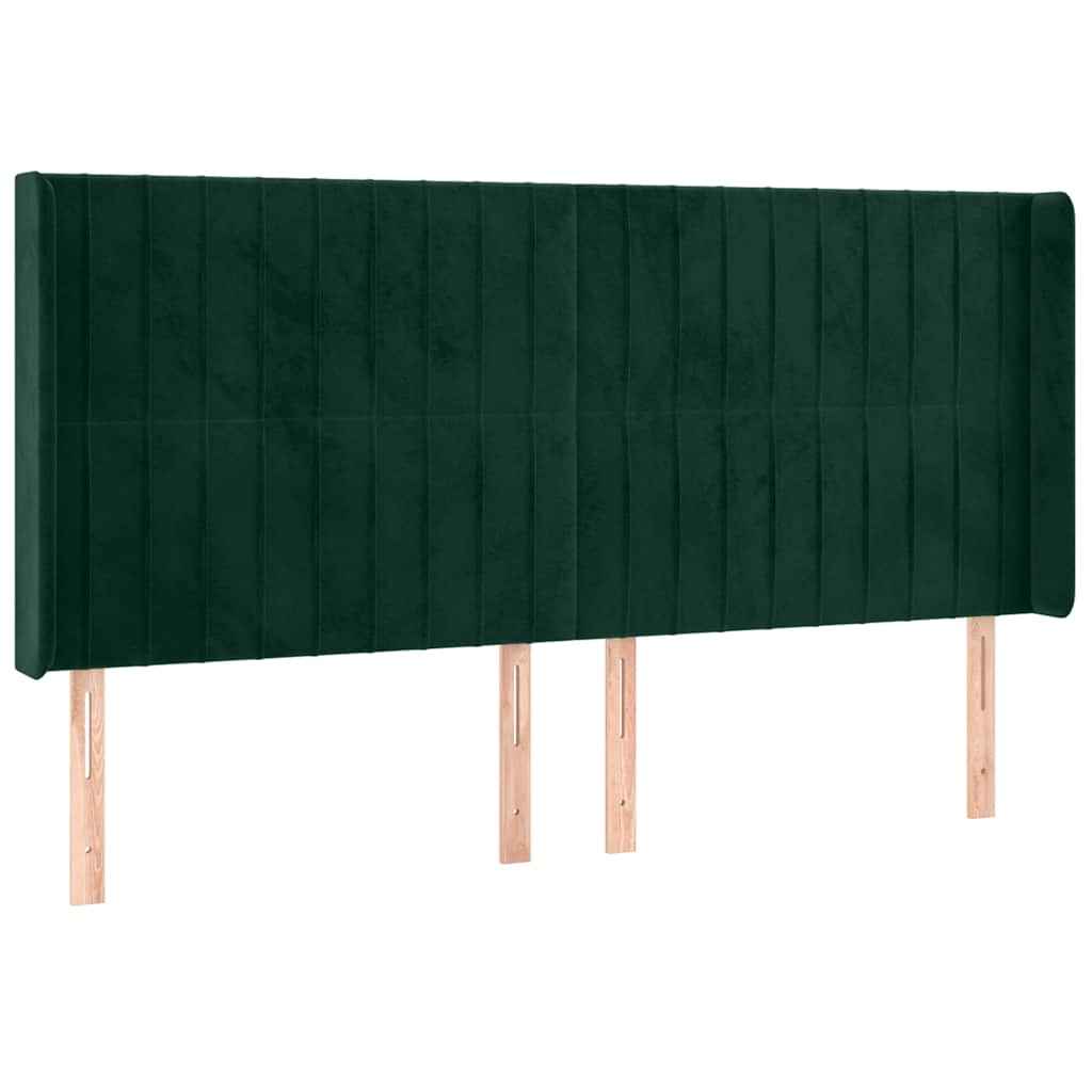 LED uzglavlje tamnozeleno 163x16x118/128 cm baršunasto