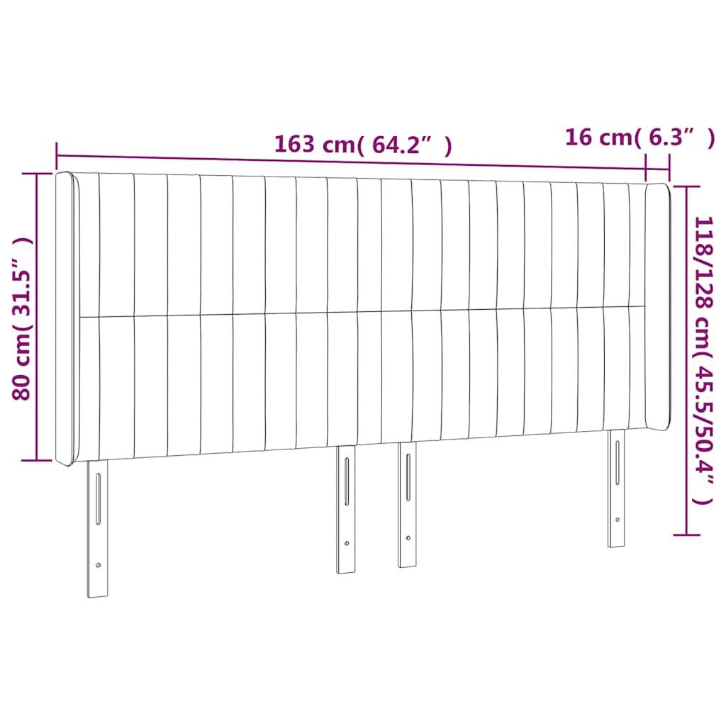 LED uzglavlje tamnozeleno 163x16x118/128 cm baršunasto