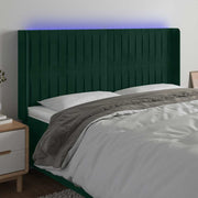 LED uzglavlje tamnozeleno 163x16x118/128 cm baršunasto