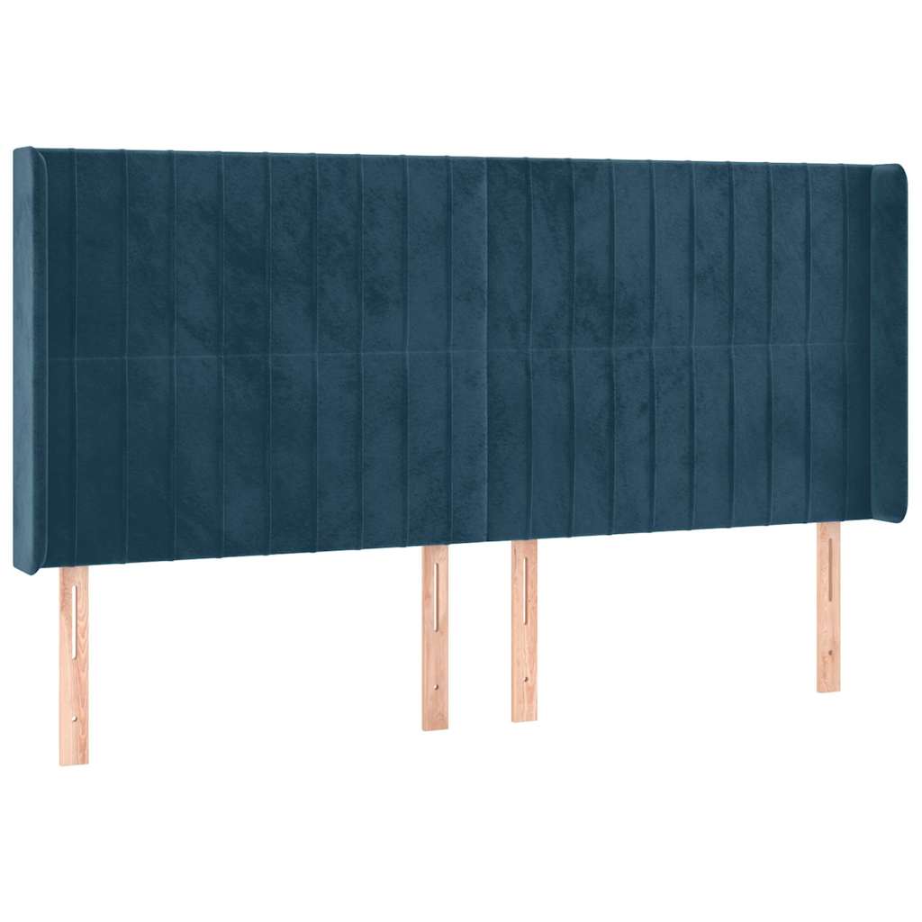 LED uzglavlje tamnoplavo 163x16x118/128 cm baršunasto