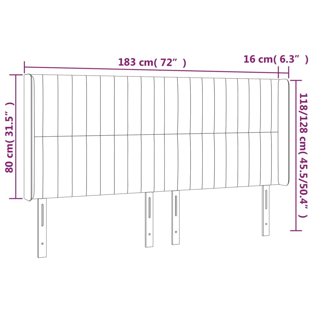 LED uzglavlje tamnosivo 183 x 16 x 118/128 cm baršunasto