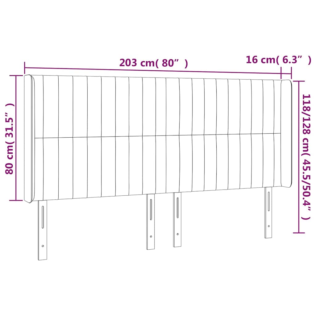 LED uzglavlje tamnozeleno 203 x 16 x 118/128 cm baršunasto