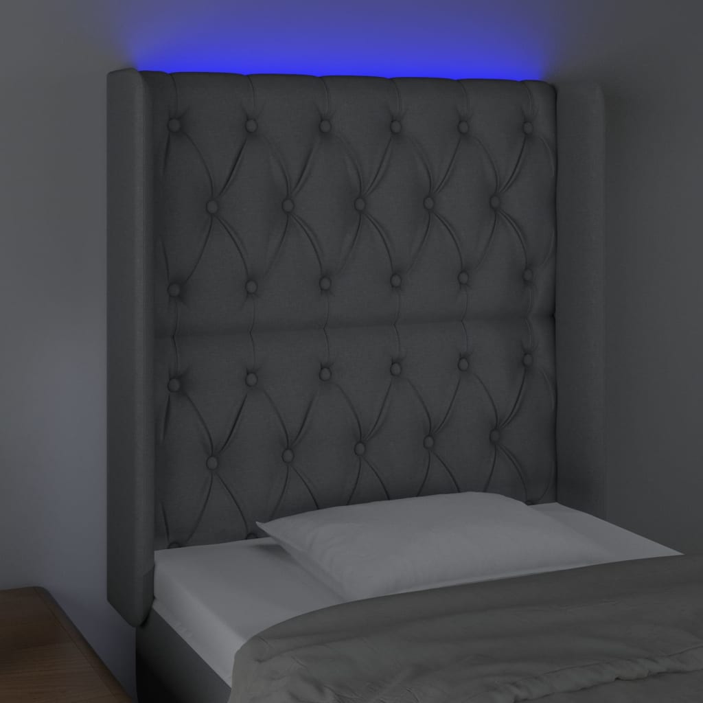 LED uzglavlje svjetlosivo 83 x 16 x 118/128 cm od tkanine
