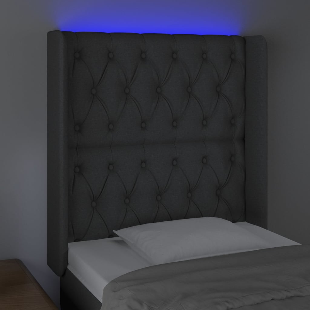 LED uzglavlje tamnosivo 83 x 16 x 118/128 cm od tkanine