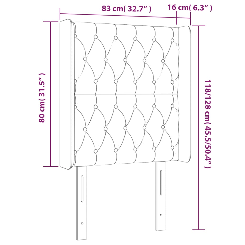 LED uzglavlje tamnosmeđe 83x16x118/128 cm od tkanine