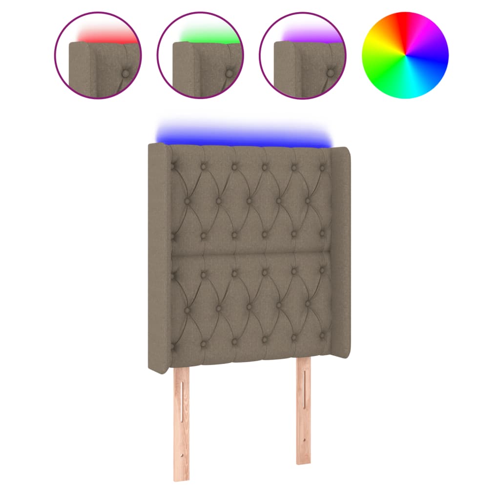 LED uzglavlje smeđesivo 83 x 16 x 118/128 cm od tkanine