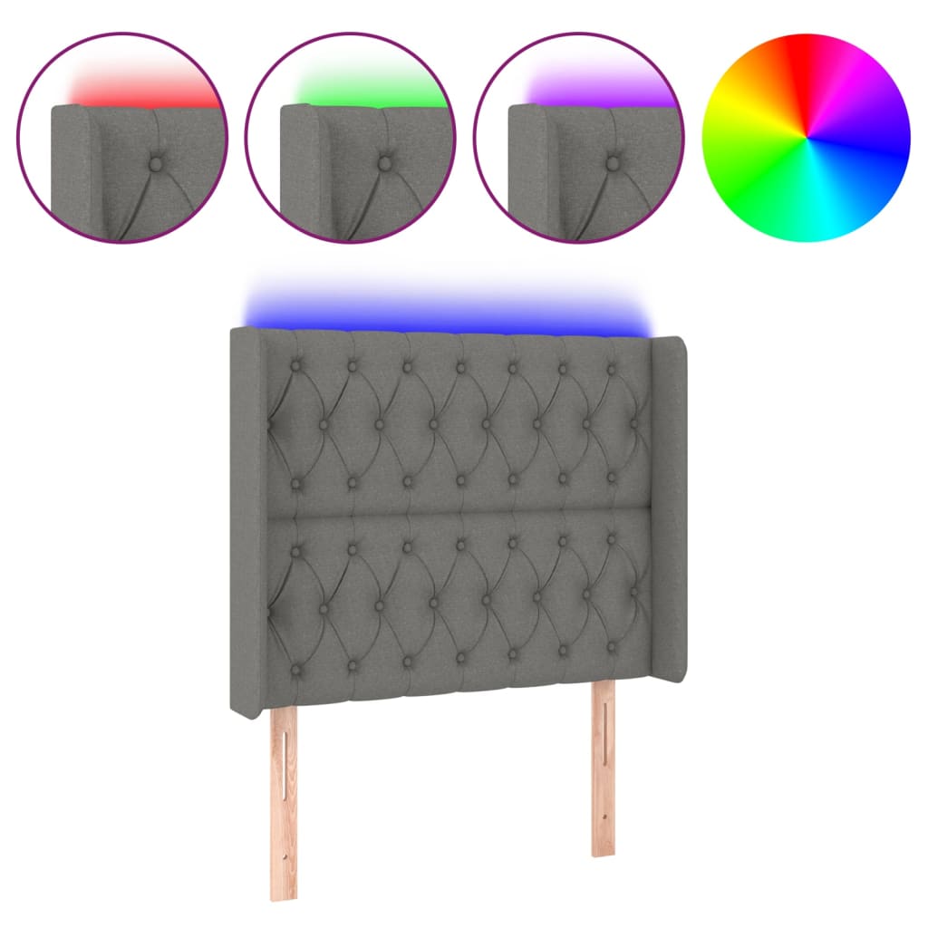 LED uzglavlje tamnosivo 93 x 16 x 118/128 cm od tkanine