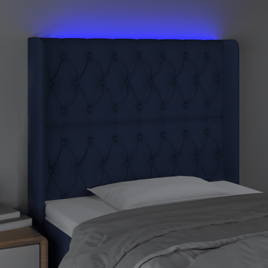 LED uzglavlje plavo 93 x 16 x 118/128 cm od tkanine