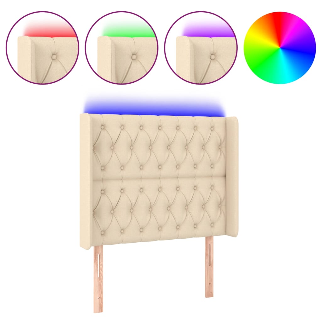 LED uzglavlje krem 103 x 16 x 118/128 cm od tkanine