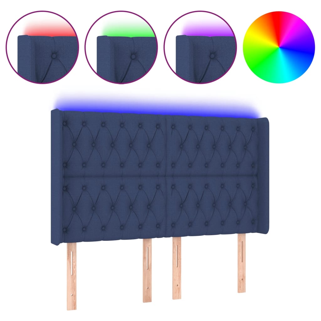 LED uzglavlje plavo 147 x 16 x 118/128 cm od tkanine