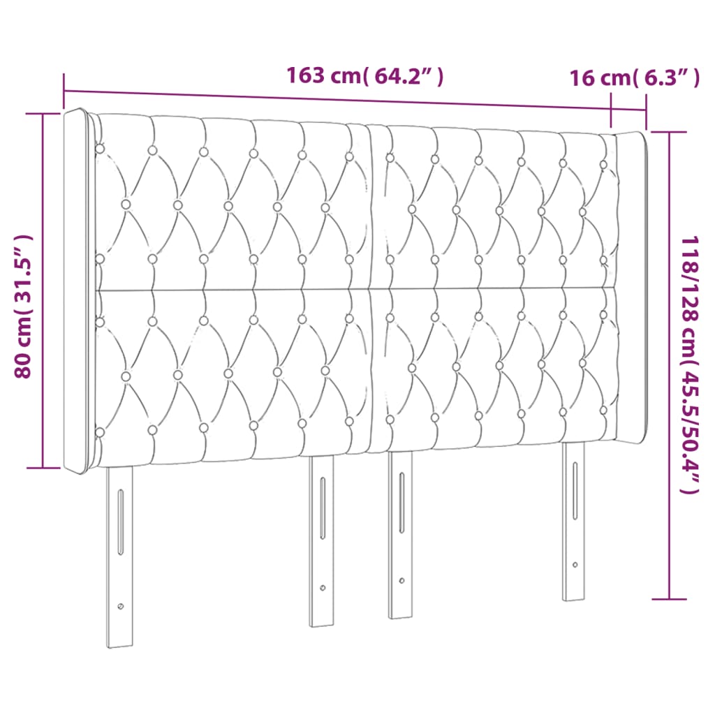 LED uzglavlje tamnosmeđe 163x16x118/128 cm od tkanine