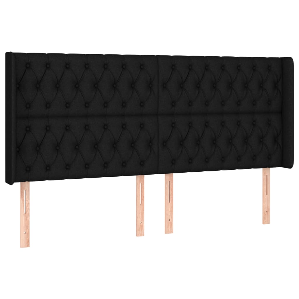 LED uzglavlje crno 183 x 16 x 118/128 cm od tkanine