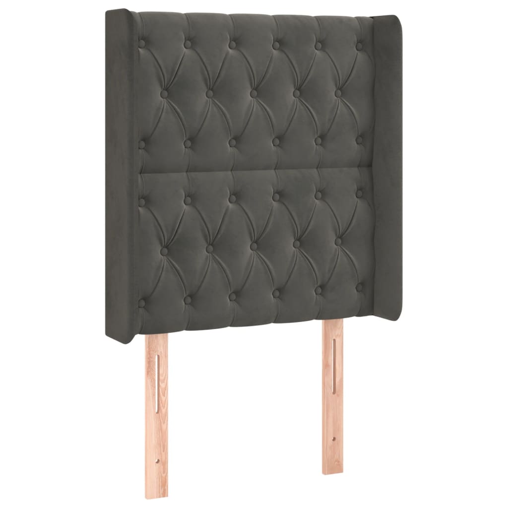 LED uzglavlje tamnosivo 83x16x118/128 cm baršunasto