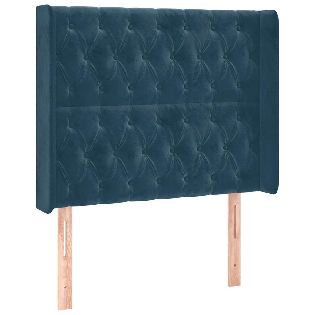 LED uzglavlje tamnoplavo 93x16x118/128 cm baršunasto
