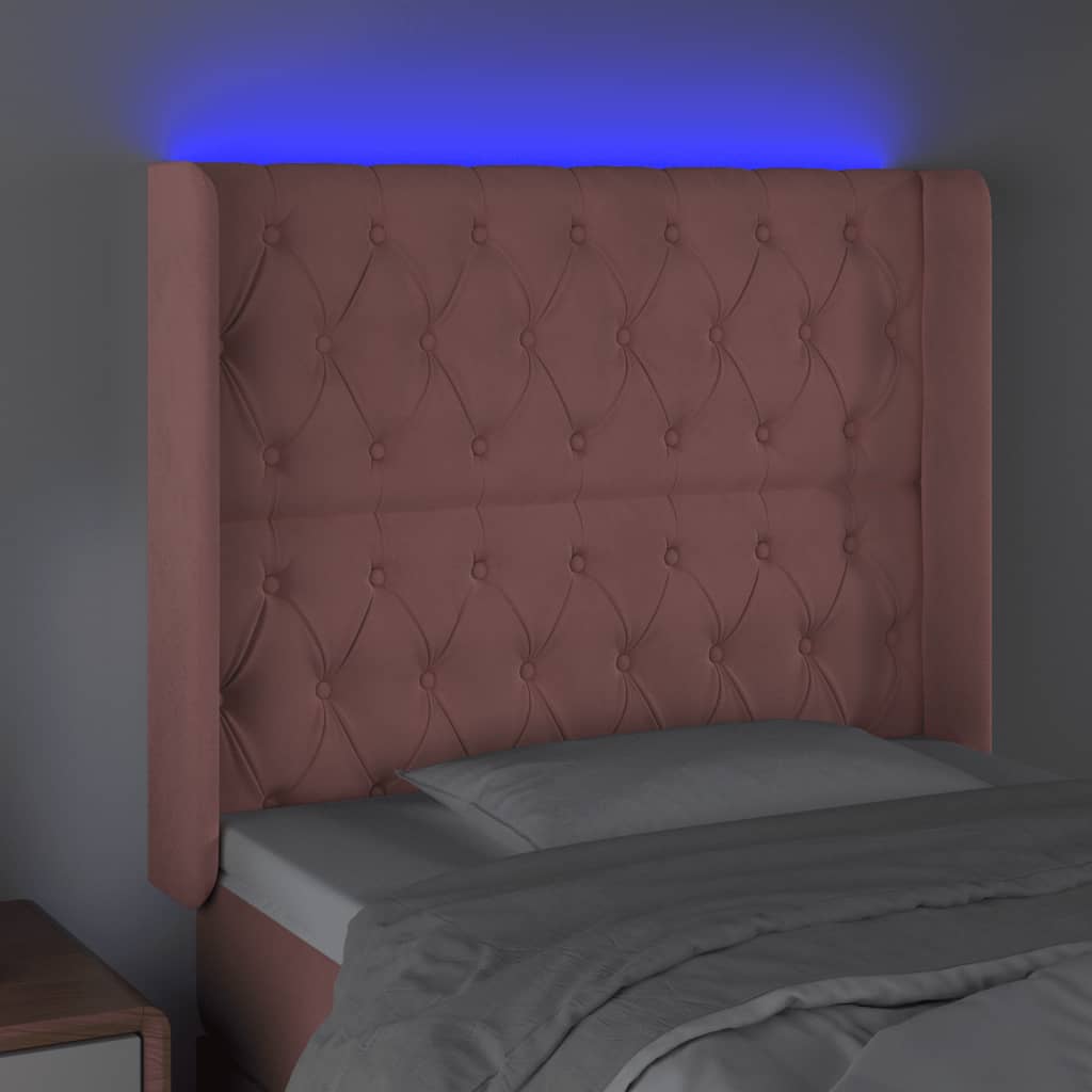 LED uzglavlje ružičasto 93x16x118/128 cm baršunasto