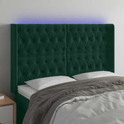 LED uzglavlje tamnozeleno 147x16x118/128 cm baršunasto