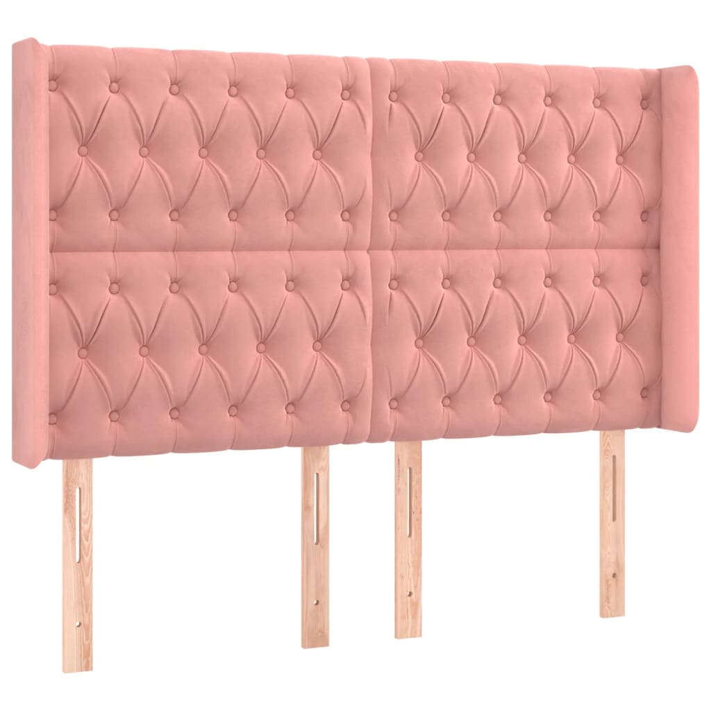 LED uzglavlje ružičasto 147x16x118/128 cm baršunasto
