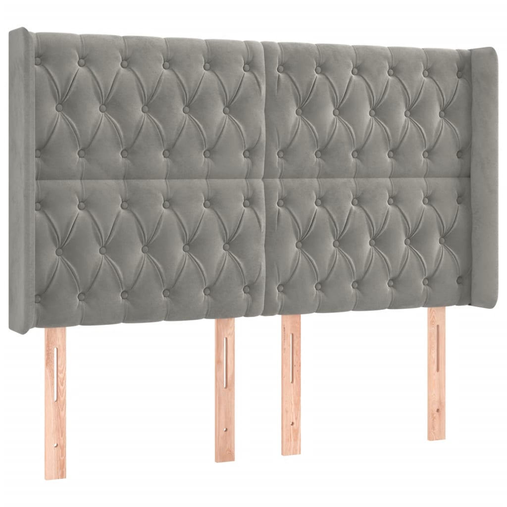 LED uzglavlje svjetlosivo 163 x 16 x 118/128 cm baršunasto