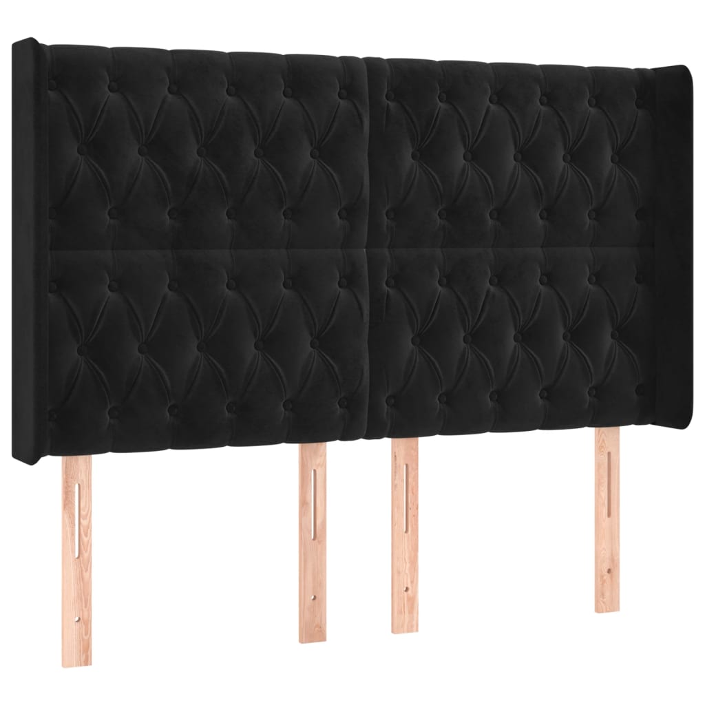 LED uzglavlje crno 163 x 16 x 118/128 cm baršunasto