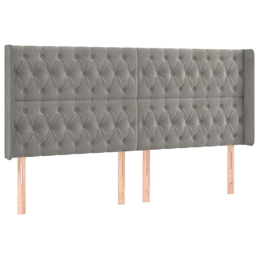 LED uzglavlje svjetlosivo 183 x 16 x 118/128 cm baršunasto