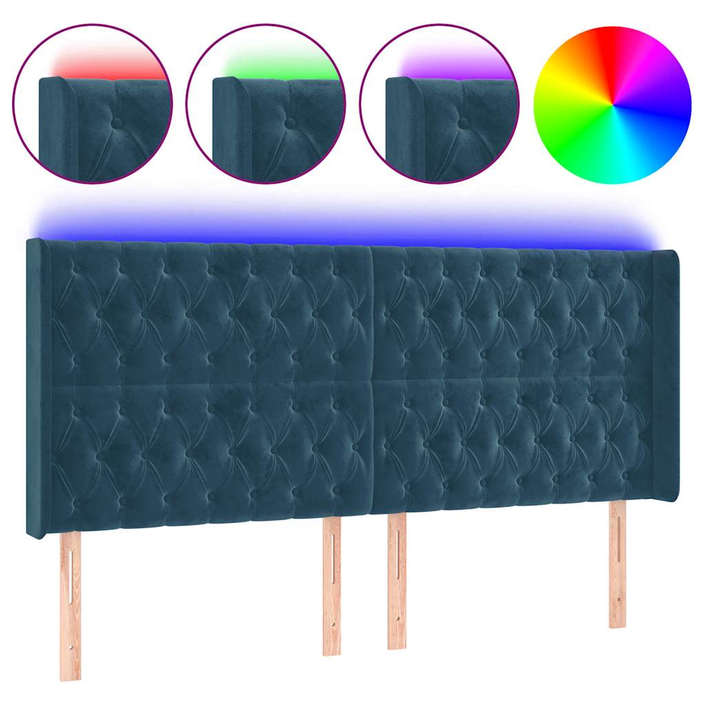 LED uzglavlje tamnoplavo 183 x 16 x 118/128 cm od tkanine