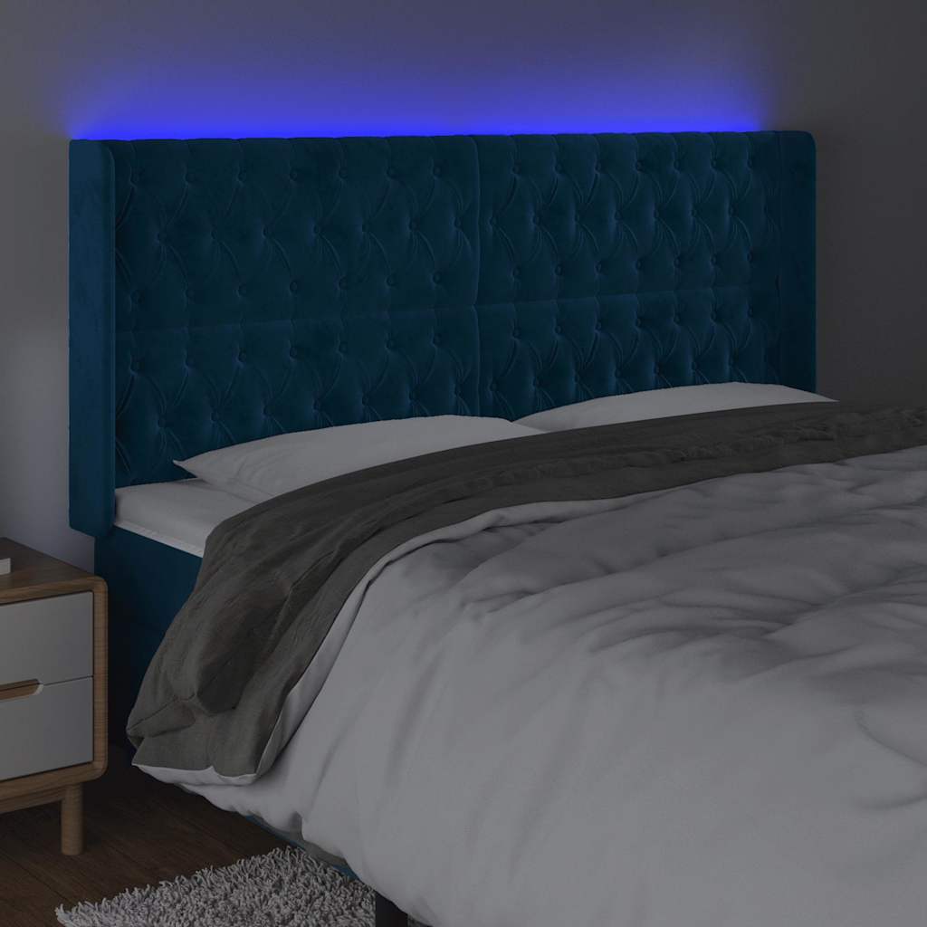 LED uzglavlje tamnoplavo 183 x 16 x 118/128 cm od tkanine