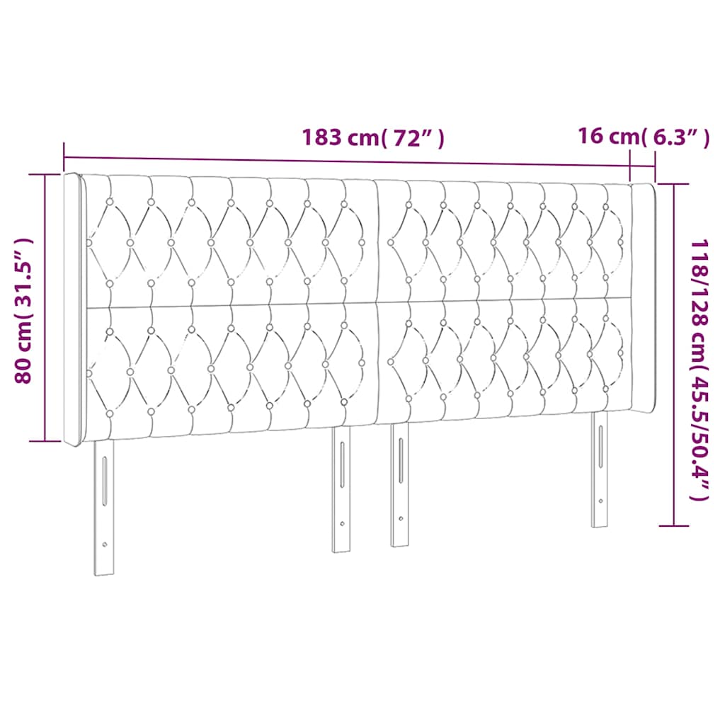 LED uzglavlje tamnoplavo 183 x 16 x 118/128 cm od tkanine