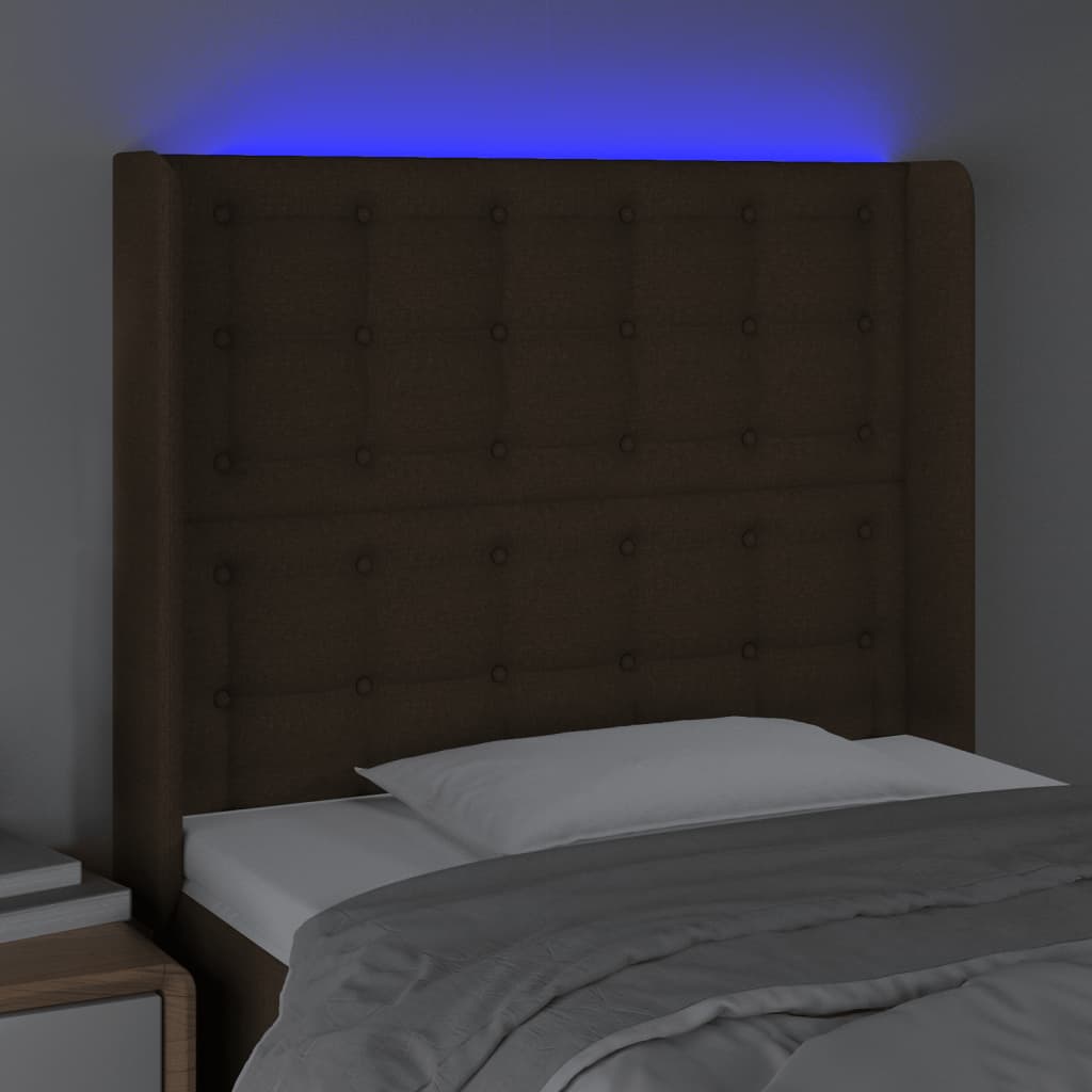 LED uzglavlje tamnosmeđe 103 x 16 x 118/128 cm od tkanine