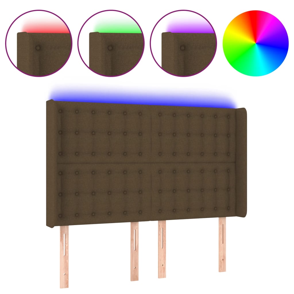 LED uzglavlje tamnosmeđe 147x16x118/128 cm od tkanine