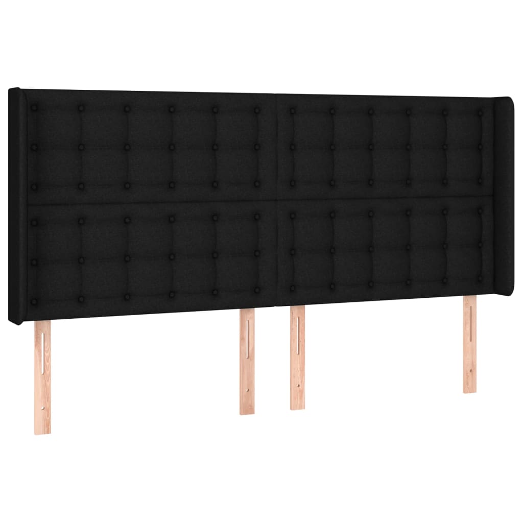 LED uzglavlje crno 183 x 16 x 118/128 cm od tkanine