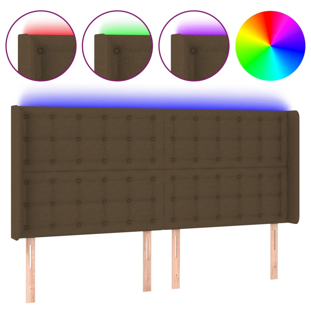 LED uzglavlje tamnosmeđe 203x16x118/128 cm od tkanine