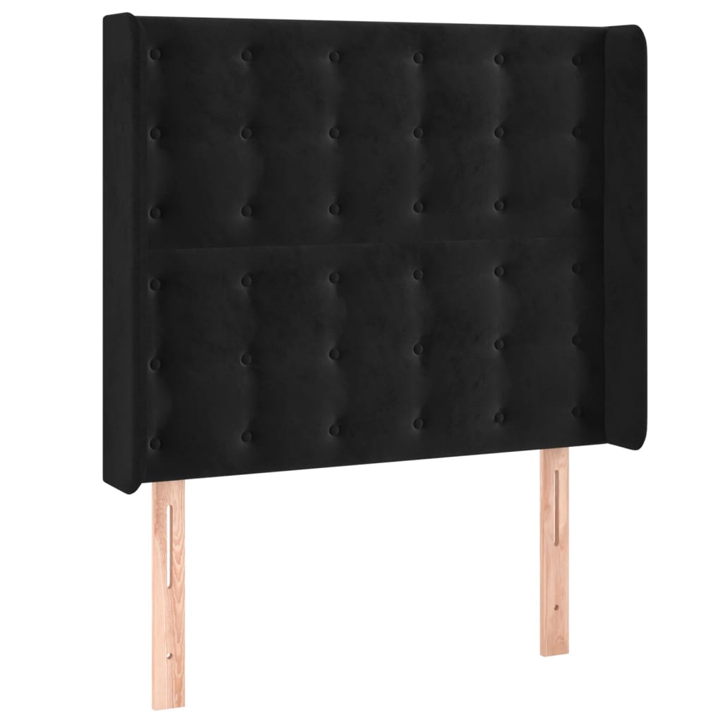 LED uzglavlje crno 93x16x118/128 cm baršunasto