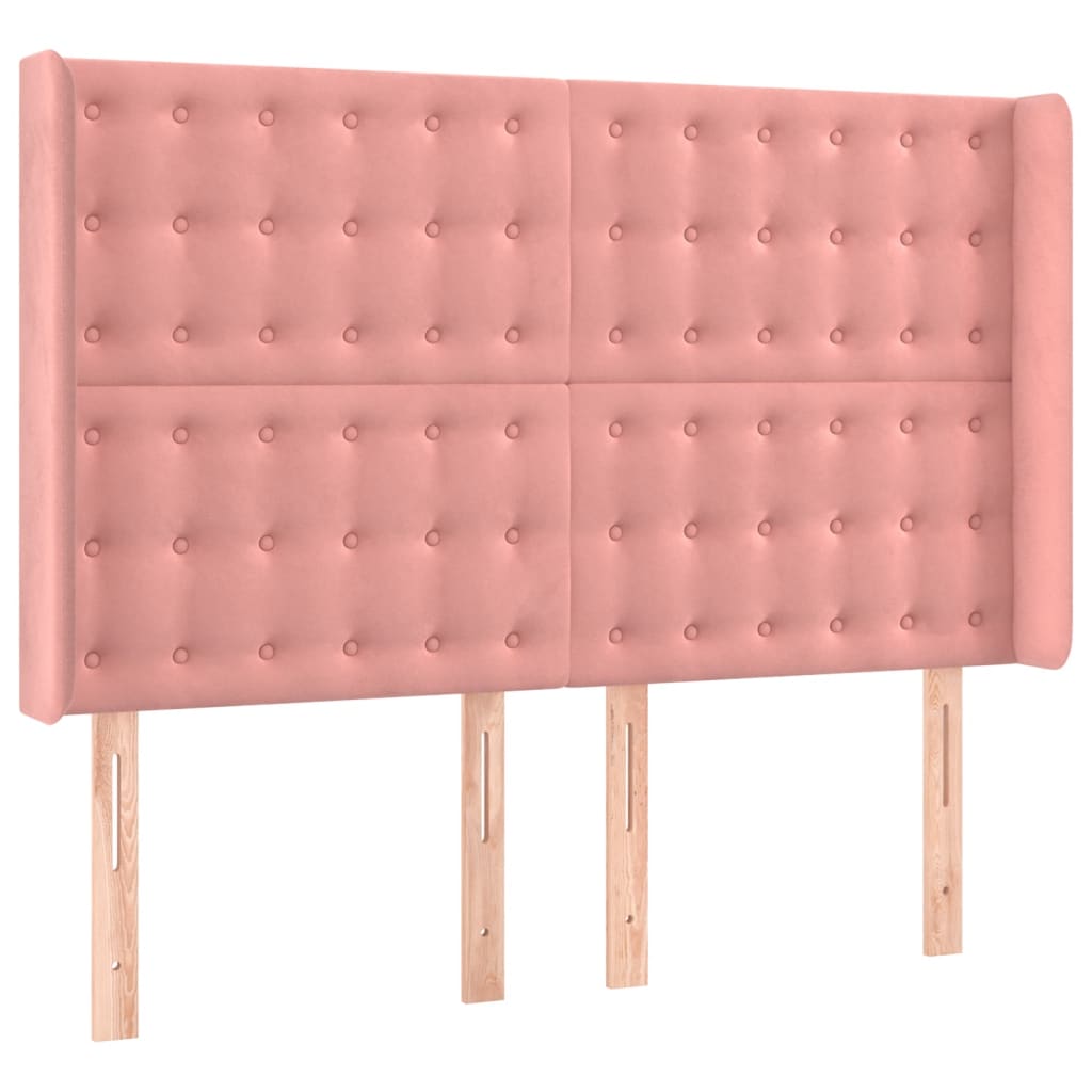 LED uzglavlje ružičasto 147x16x118/128 cm baršunasto