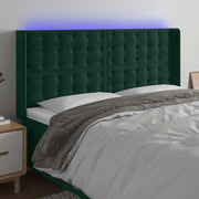 LED uzglavlje tamnozeleno 163x16x118/128 cm baršunasto