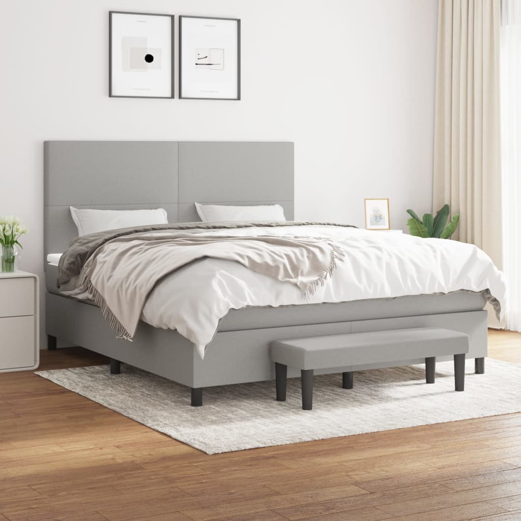 Krevet box spring s madracem svjetlozeleni 160x200 cm tkanina