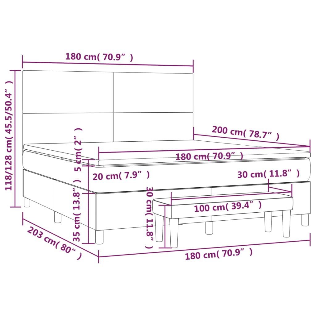 Krevet s oprugama i madracem plavi 180x200 cm od tkanine