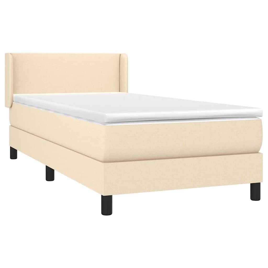 Krevet s oprugama i madracem krem 90 x 190 cm od tkanine