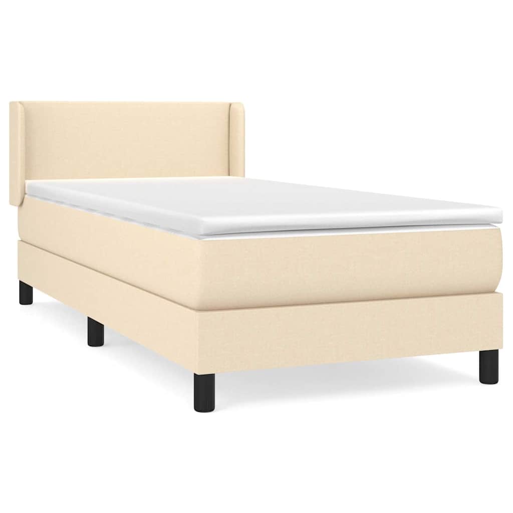 Krevet s oprugama i madracem krem 100 x 200 cm od tkanine